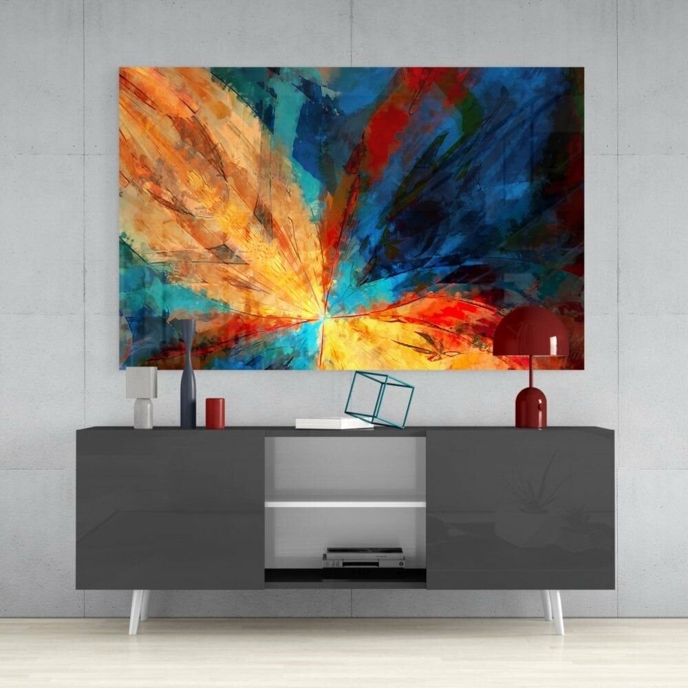 Fraktal Çiçek Cam Tablo