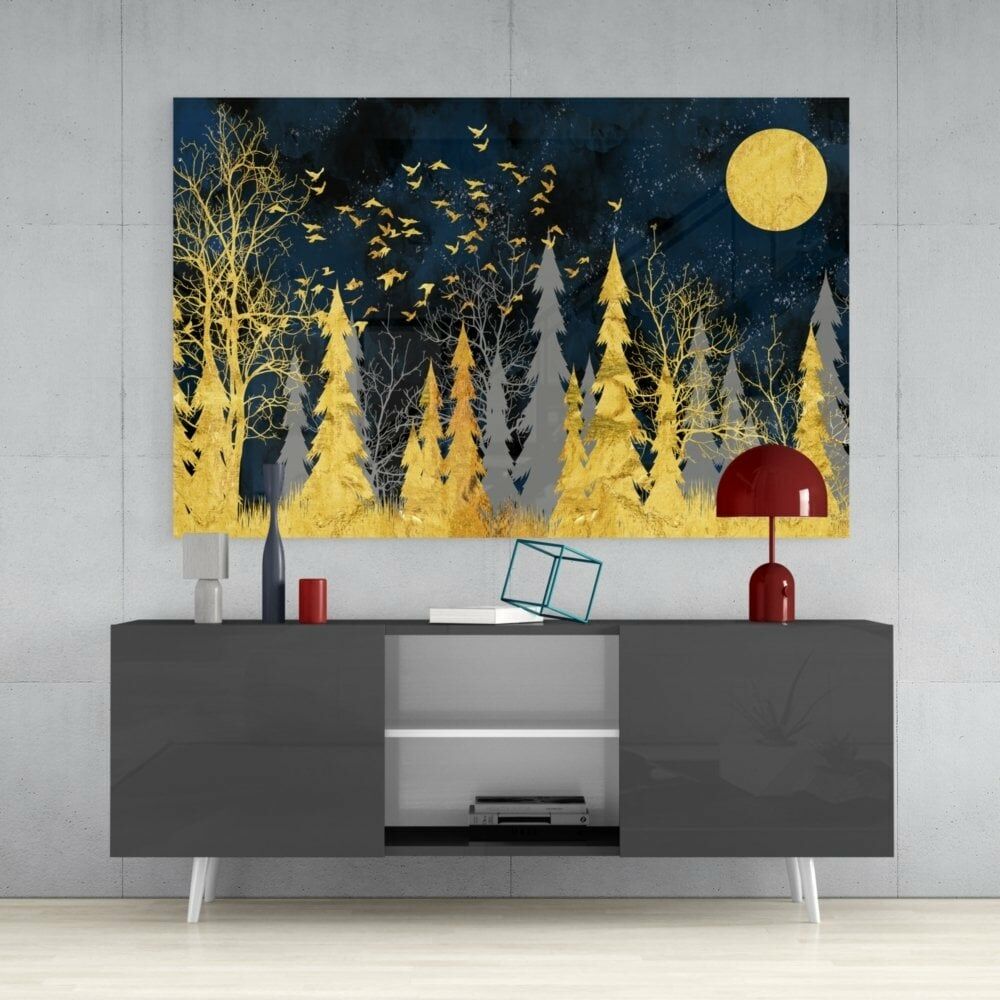 Gecenin Renkleri Cam Tablo