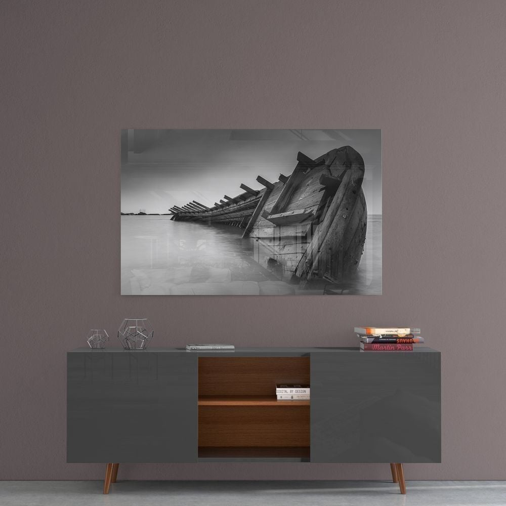 Gemi Enkazı Cam Tablo