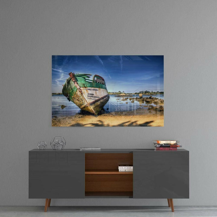 Gemi Enkazı Cam Tablo