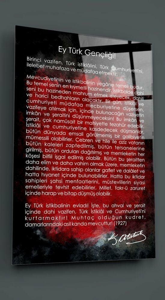 Gençliğe Hitabe Cam Tablo