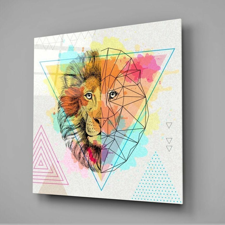 Gerçek ve Kurgu Aslan Cam Tablo No:3052