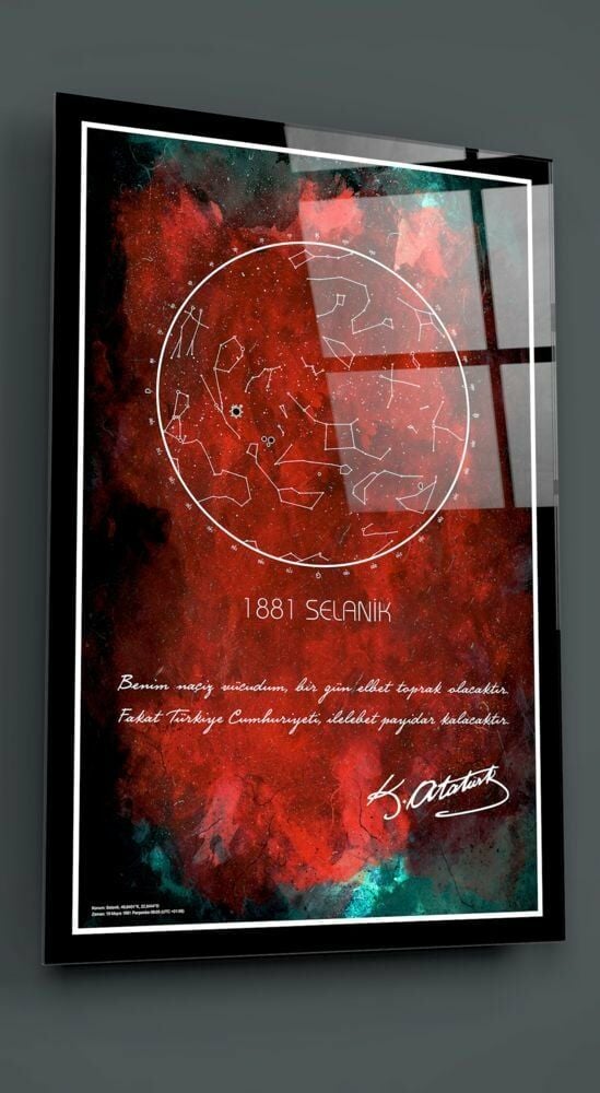 Gök Atlası Atatürk Cam Tablo