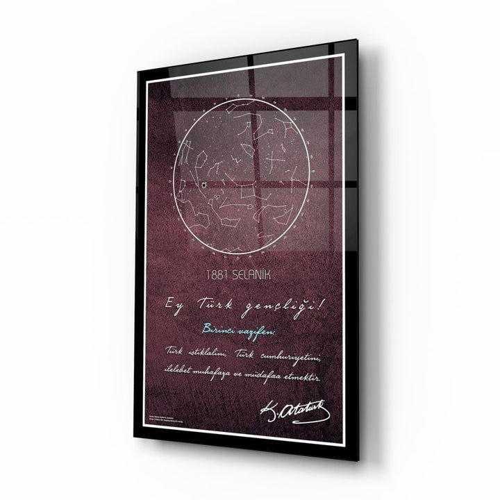 Gök Atlası Atatürk Cam Tablo