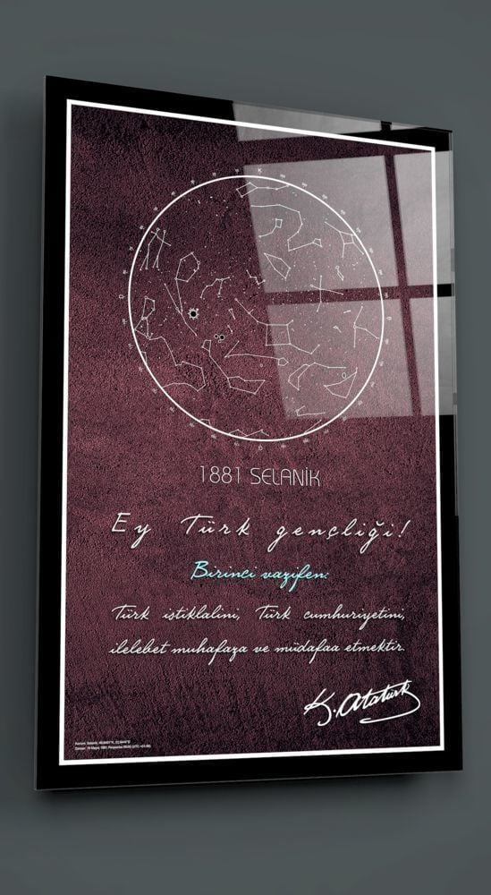 Gök Atlası Atatürk Cam Tablo