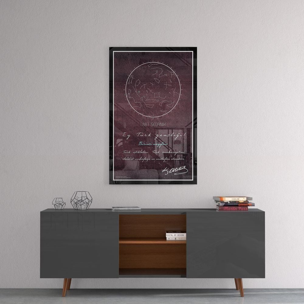 Gök Atlası Atatürk Cam Tablo
