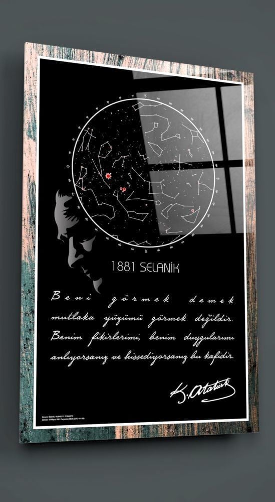Gök Atlası Atatürk Cam Tablo