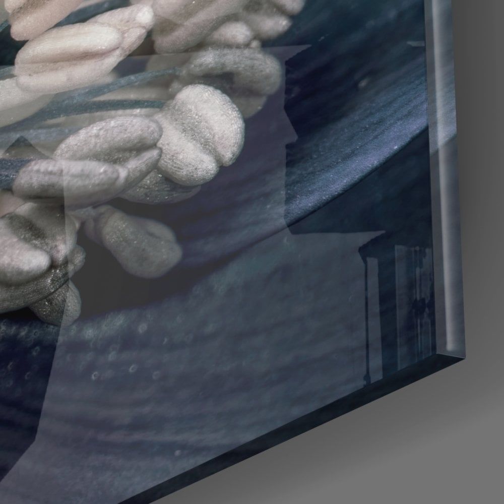 Gri Çiçek Cam Tablo