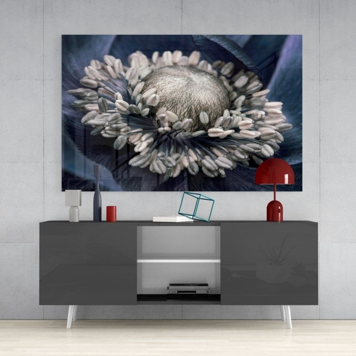 Gri Çiçek Cam Tablo