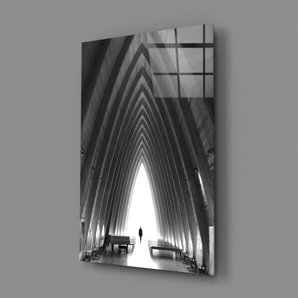 Gri Şehir Manzarası Cam Tablo