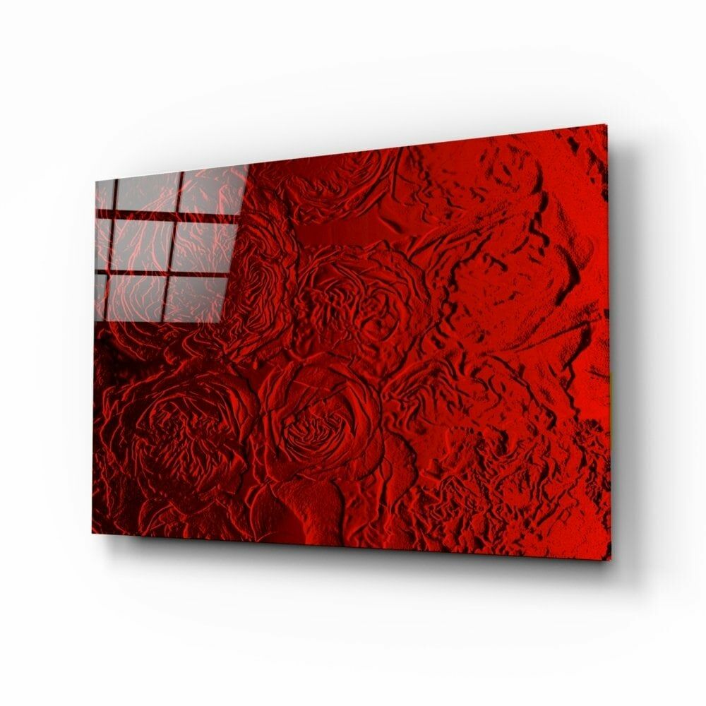 Gül Desenli Cam Tablo