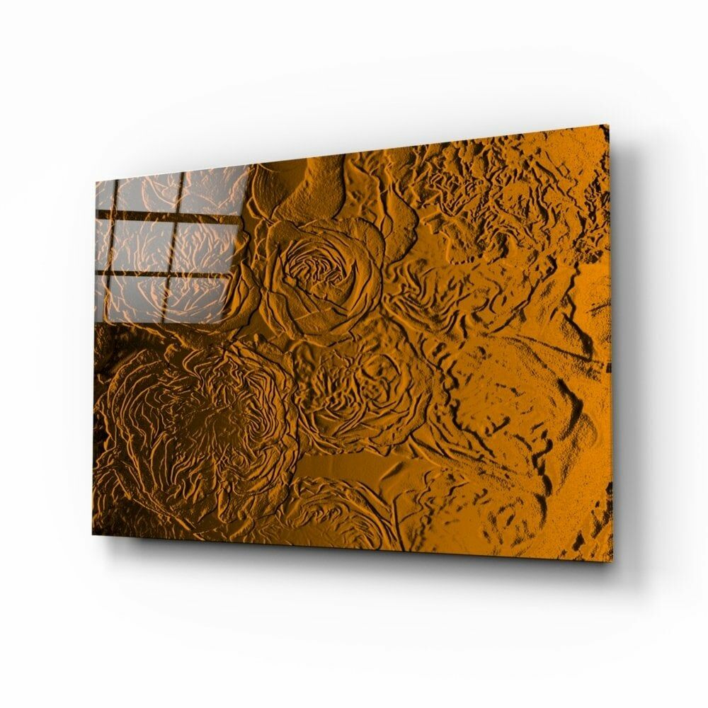 Gül Desenli Cam Tablo