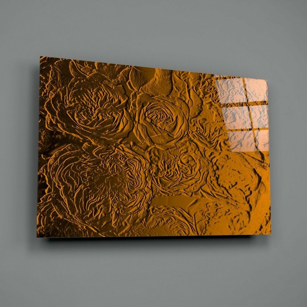 Gül Desenli Cam Tablo