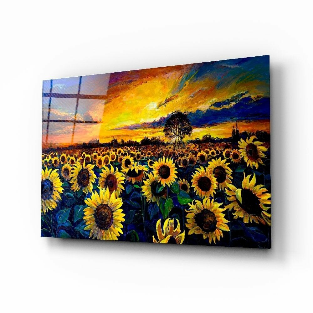 Günebakan Çiçeği Cam Tablo