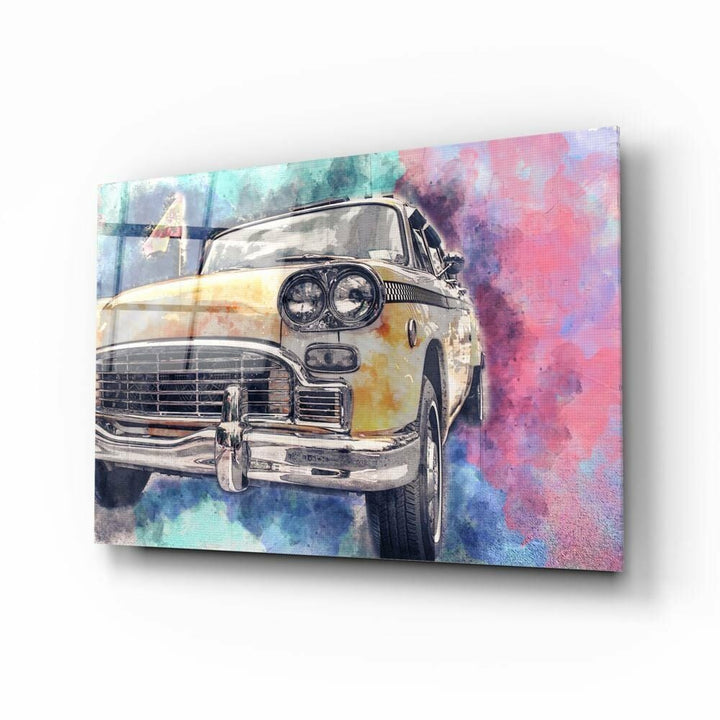 İllüstrasyon Taksi Cam Tablo