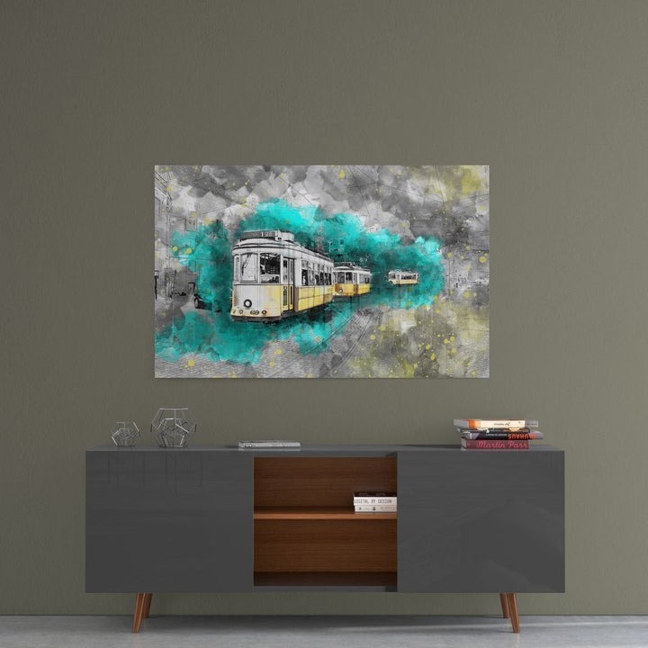 İllüstrasyon Tramvay Cam Tablo