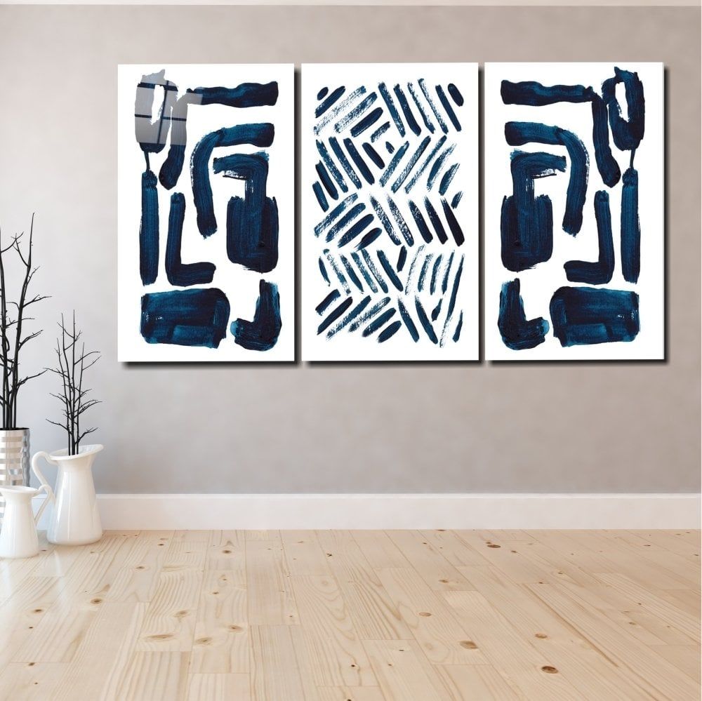 İskandinav Çizgiler Mega Cam Tablo