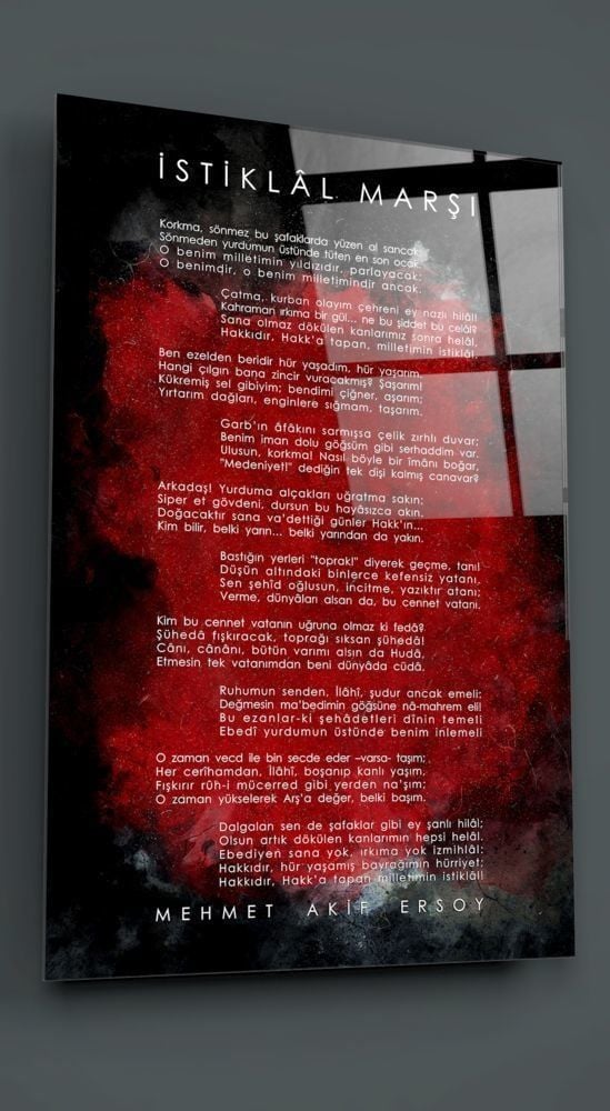 İstiklal Marşı Cam Tablo