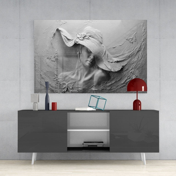 Kabartma Kadın Cam Tablo