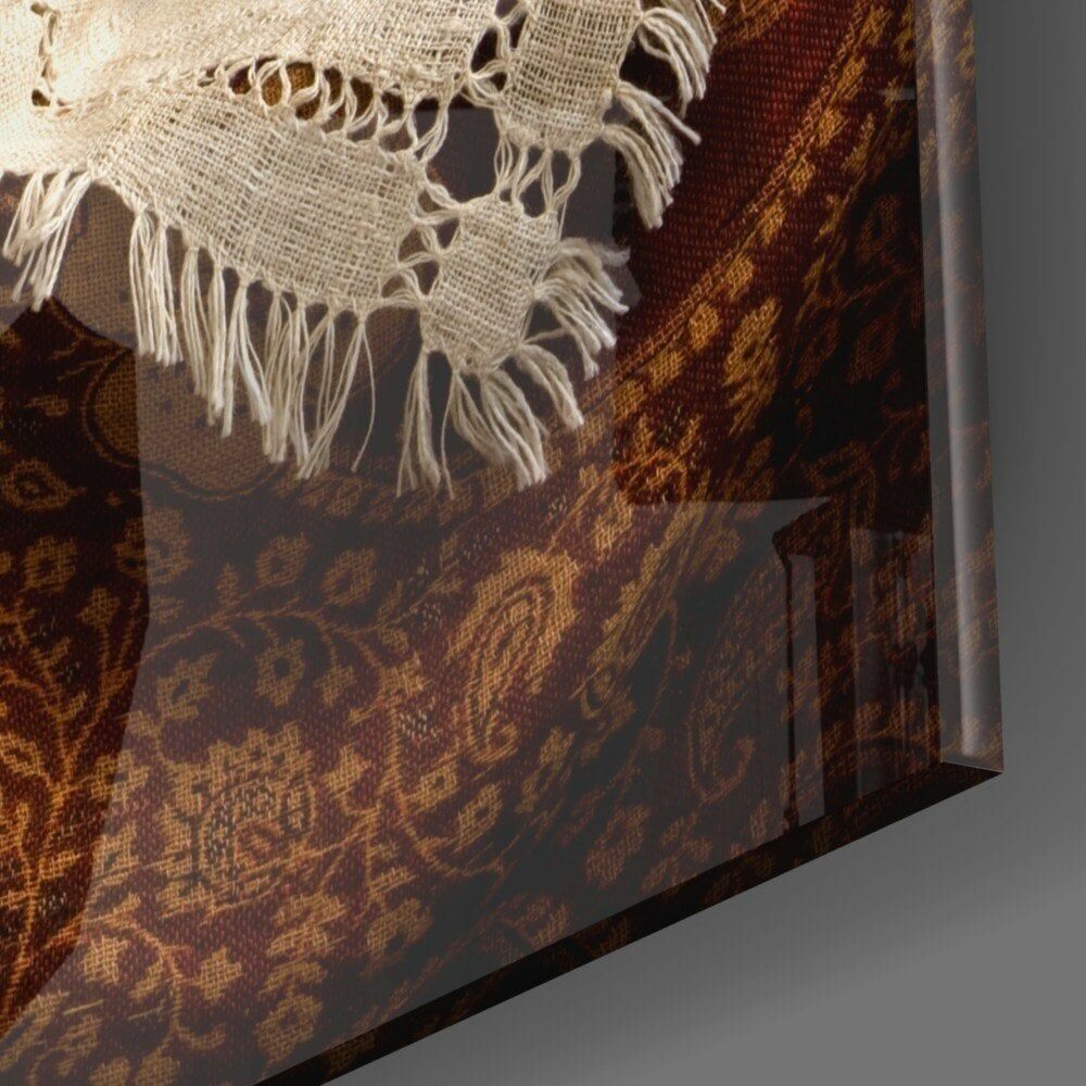 Kadeh ve Çiçekler Cam Tablo