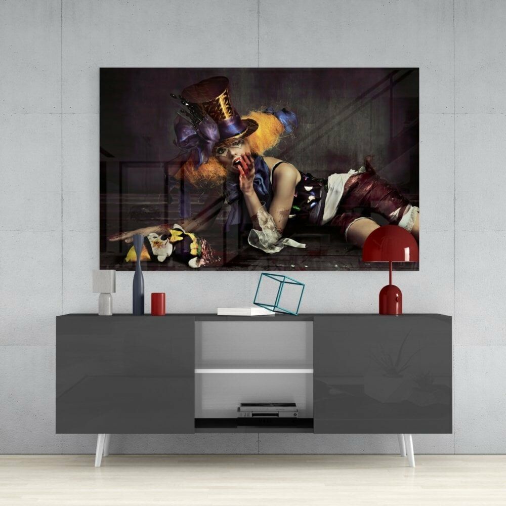 Kadın Palyaço Cam Tablo