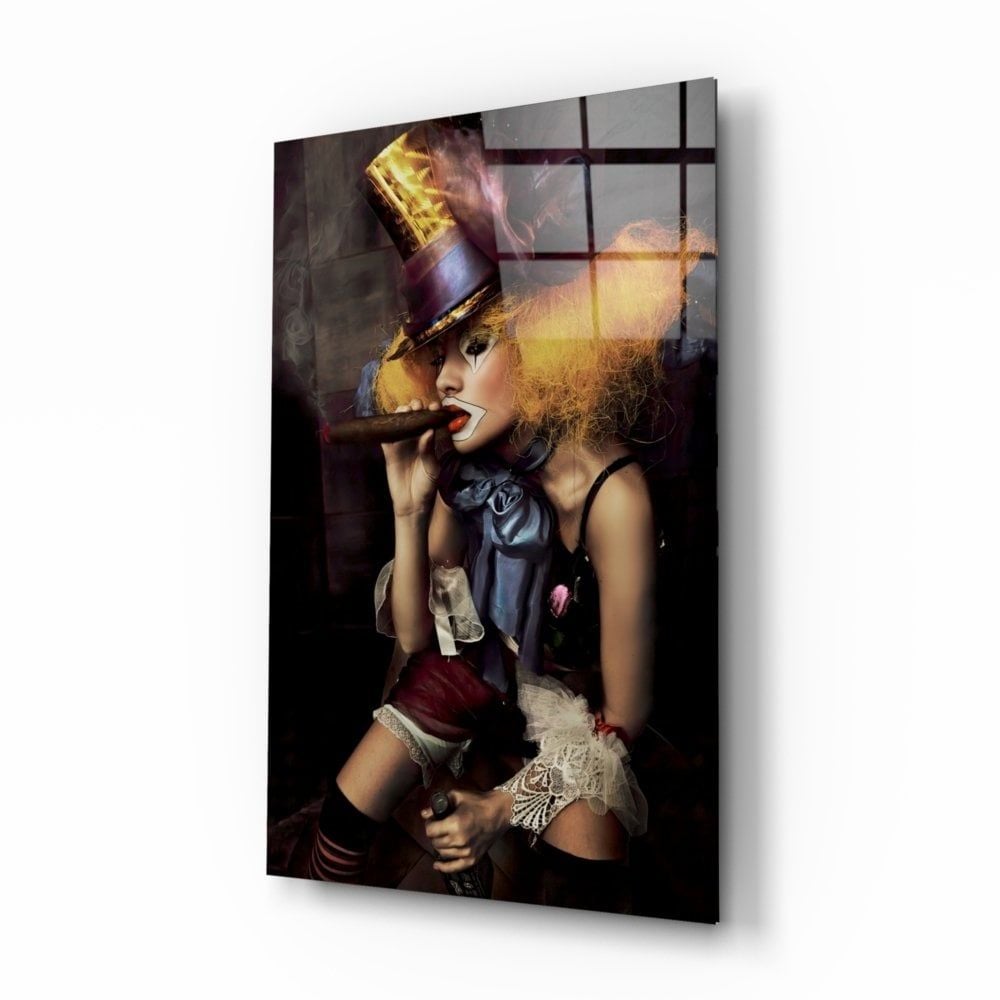 Kadın Palyaço Cam Tablo