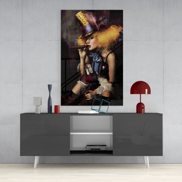 Kadın Palyaço Cam Tablo