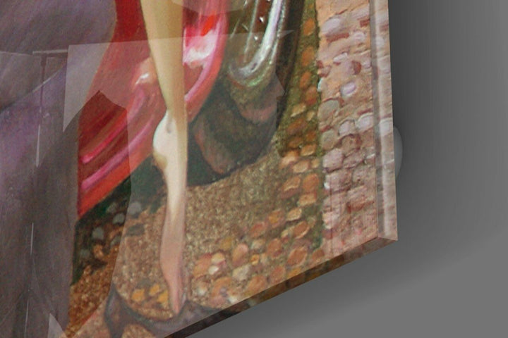 Kadın ve Araba Cam Tablo