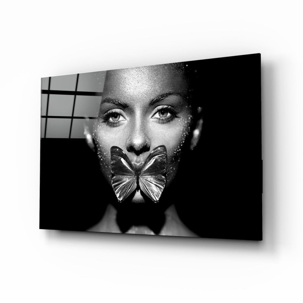 Kelebek Kadın Cam Tablo