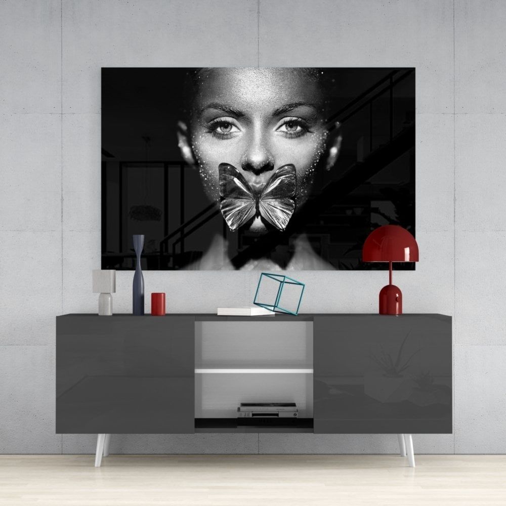 Kelebek Kadın Cam Tablo