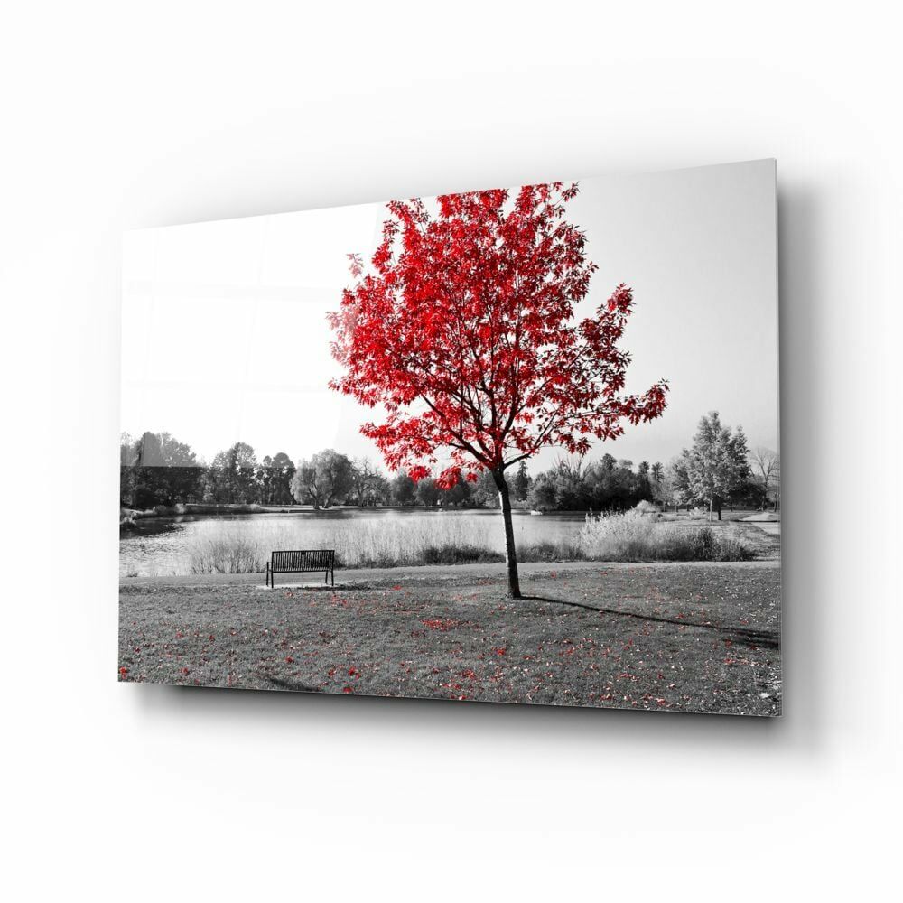 Kırmızı Ağaç Cam Tablo No:1031