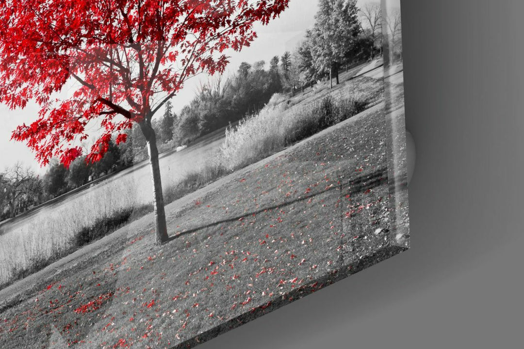 Kırmızı Ağaç Cam Tablo No:1031