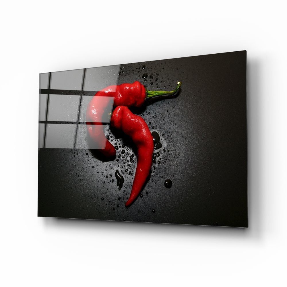 Kırmızı Biber Cam Tablo