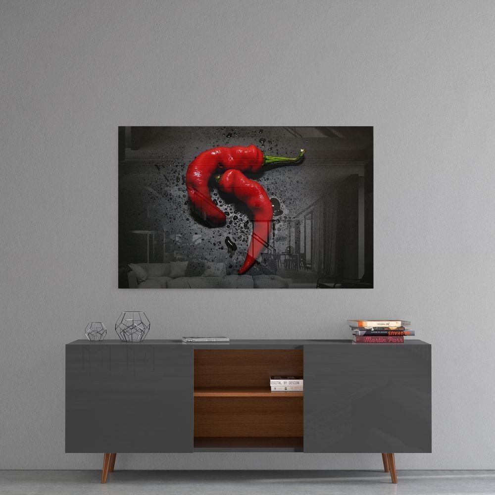 Kırmızı Biber Cam Tablo