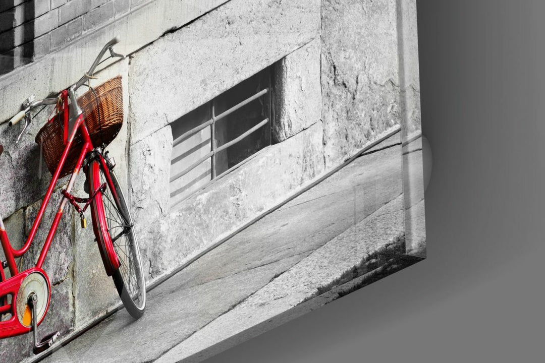 Kırmızı Bisiklet Cam Tablo