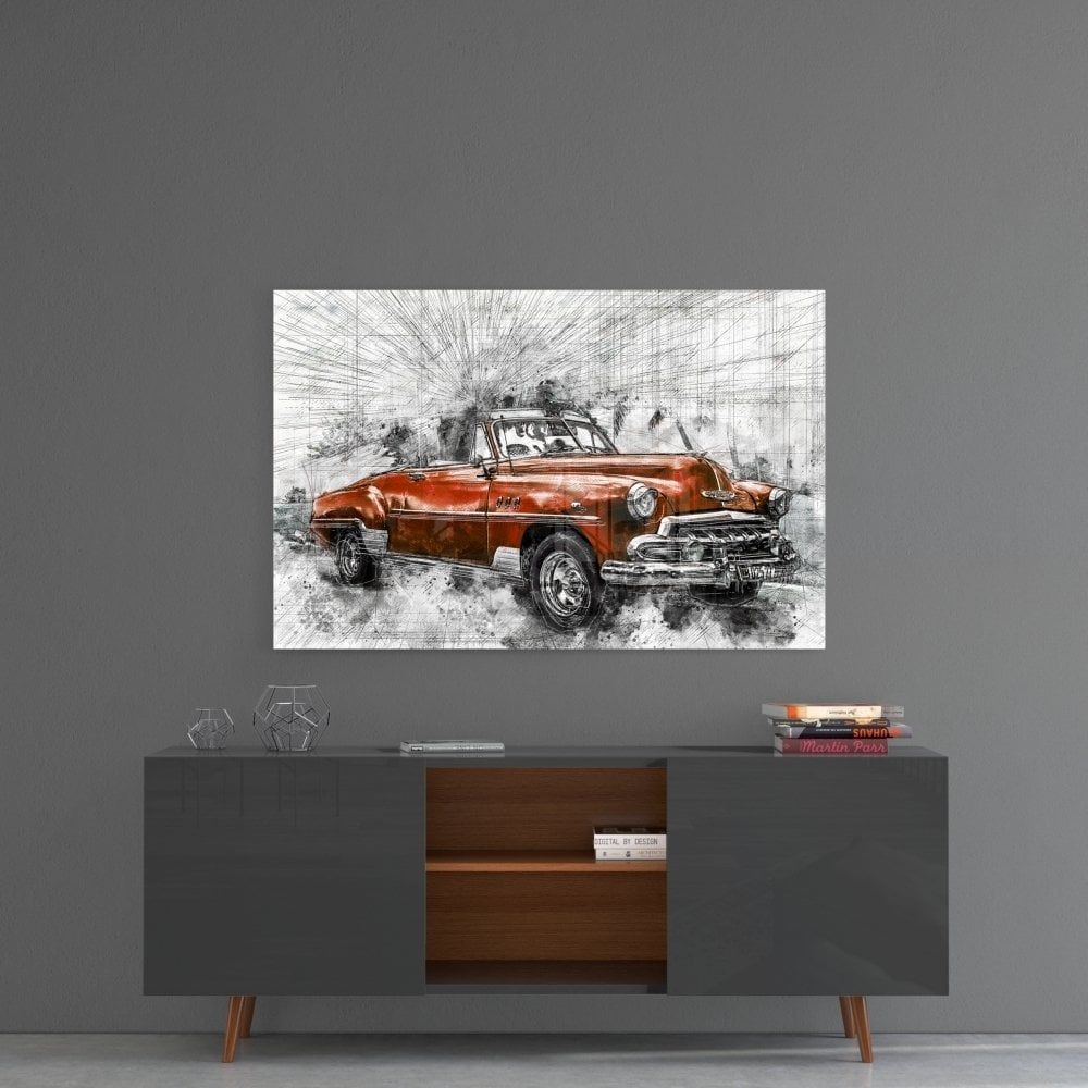 Kırmızı Chevrolet Cam Tablo