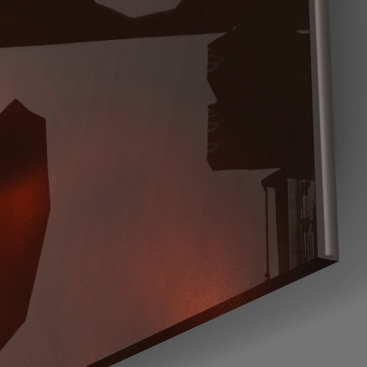 Kırmızı Duman ve Kadın Cam Tablo