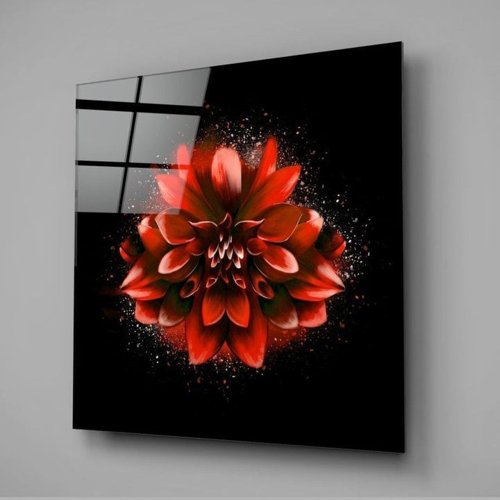 Kırmızı Lotus Cam Tablo