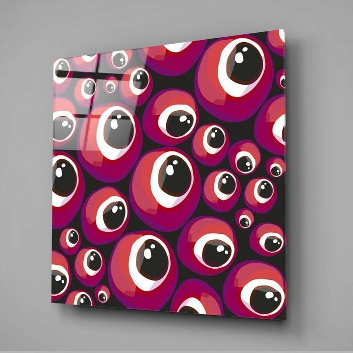 Kırmızı Nazar Boncukları Cam Tablo