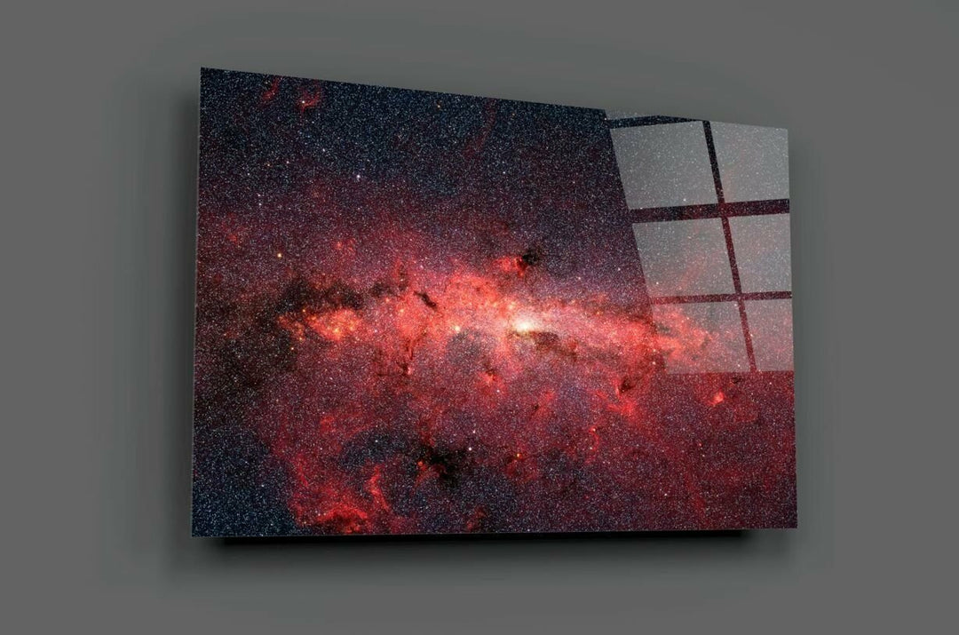 Kırmızı Nebula Cam Tablo