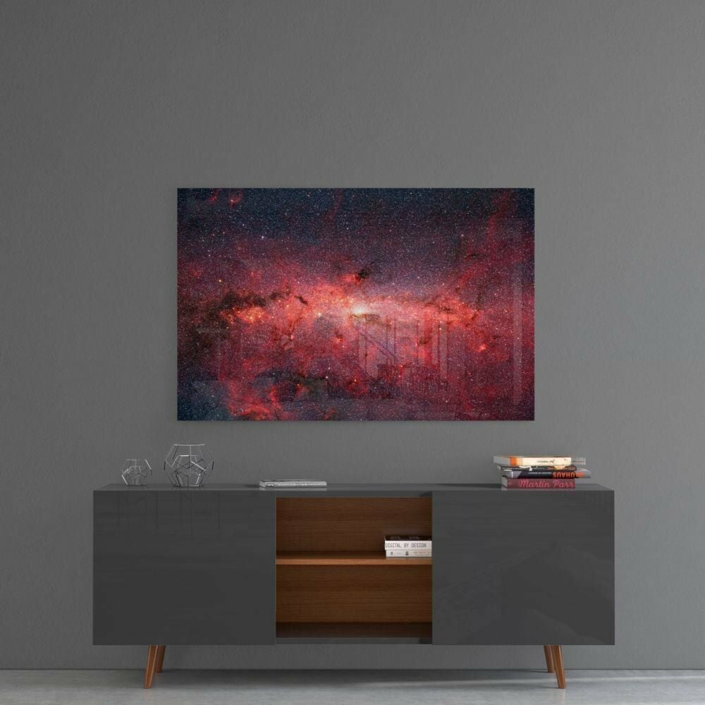 Kırmızı Nebula Cam Tablo