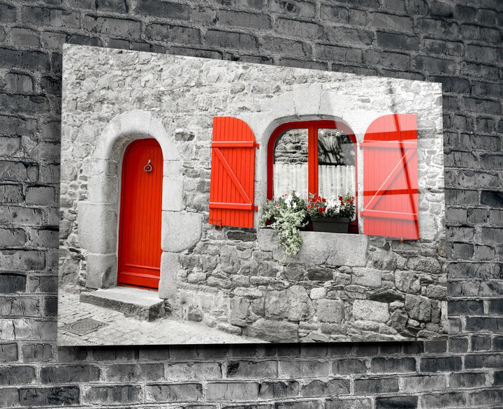 Kırmızı Pencere Cam Tablo