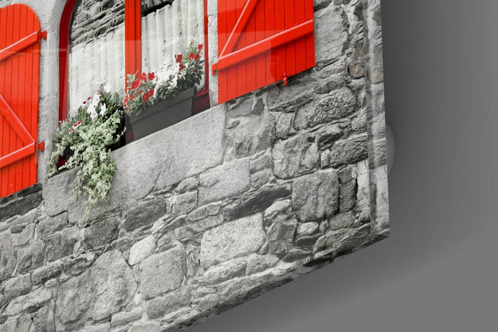 Kırmızı Pencere Cam Tablo