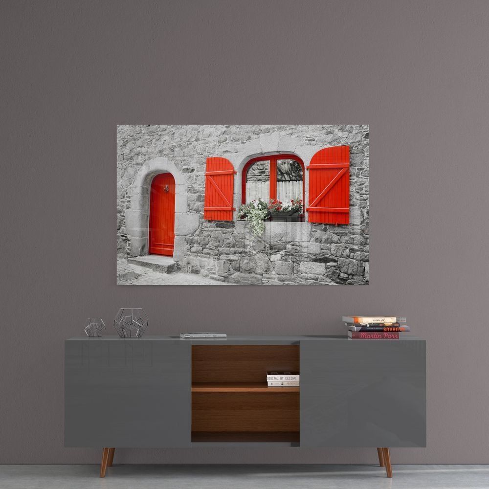 Kırmızı Pencere Cam Tablo
