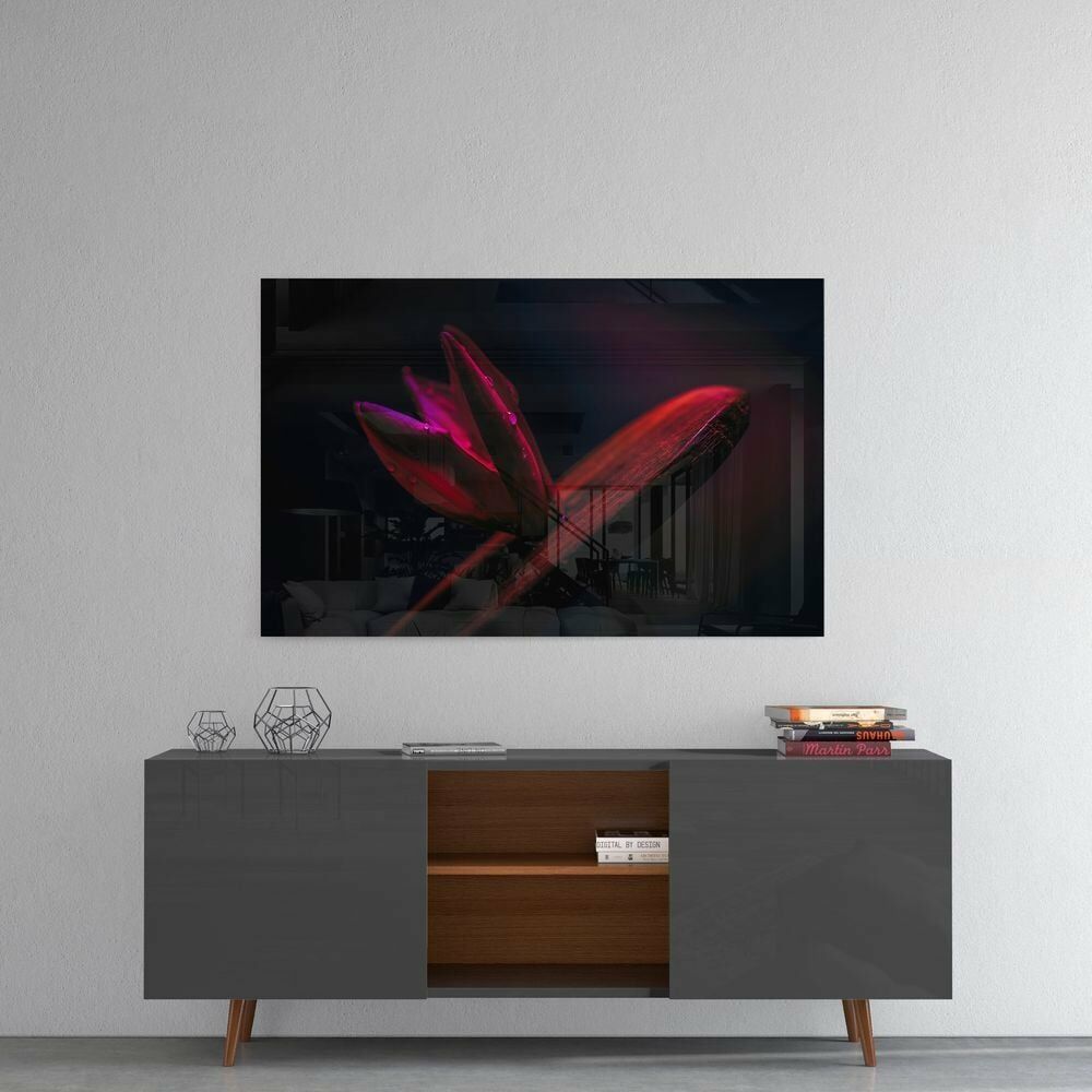 Kırmızı Yaprak Cam Tablo