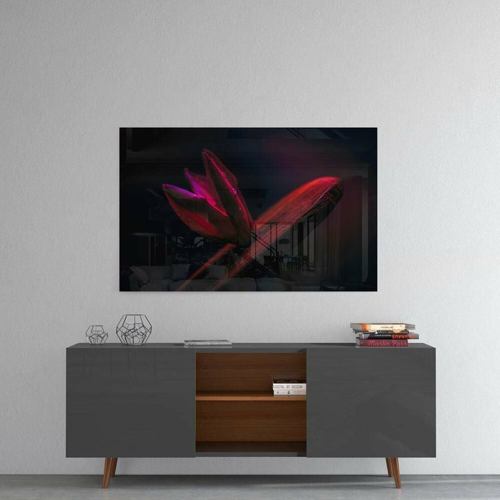 Kırmızı Yaprak Cam Tablo