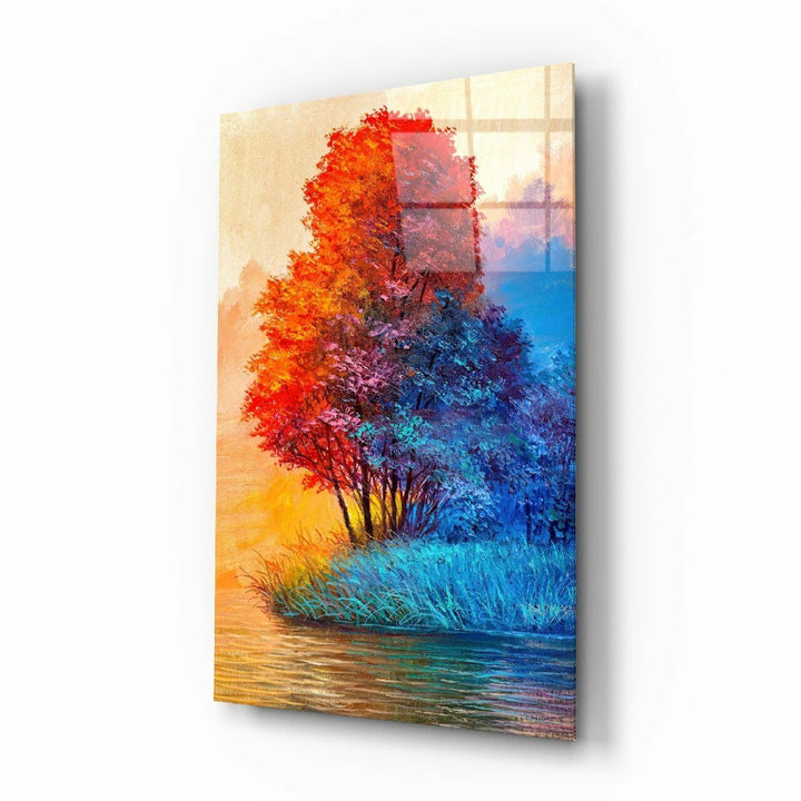 Kızıl Ağaç Cam Tablo