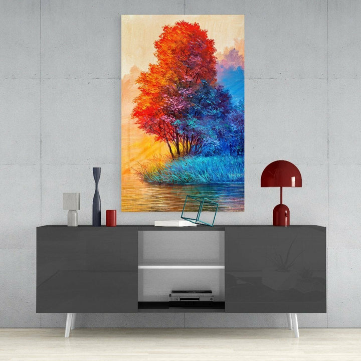 Kızıl Ağaç Cam Tablo