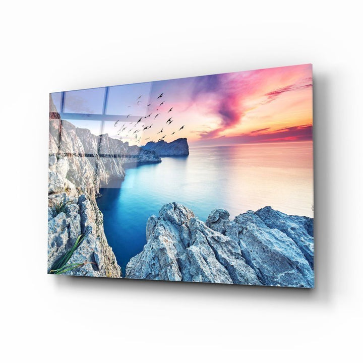 Kızıl Gün Batımı Cam Tablo No:1120