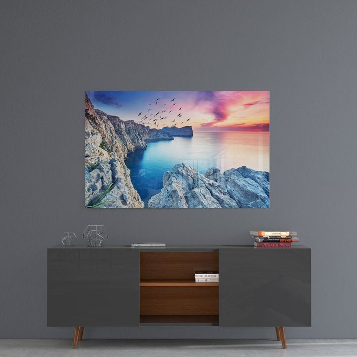 Kızıl Gün Batımı Cam Tablo No:1120